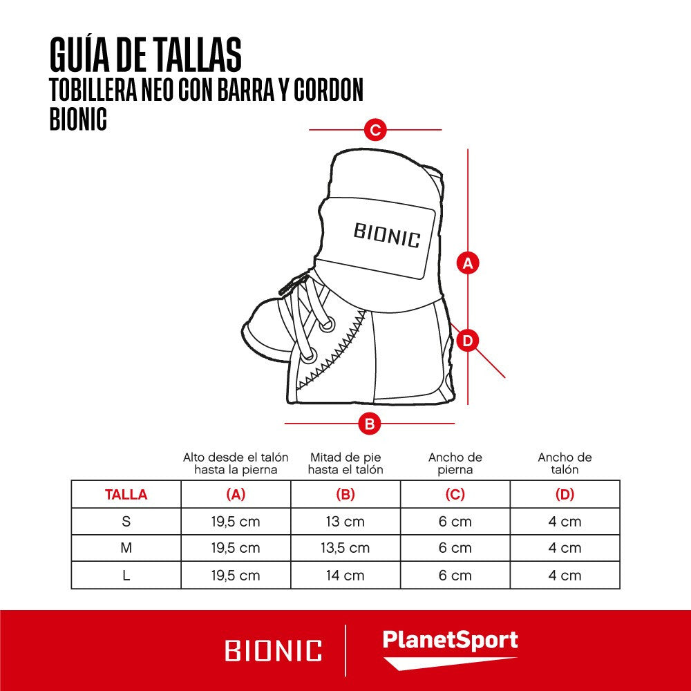 Tobillera Bionic Neo Con Barra Y Cordon